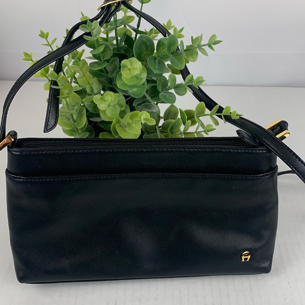 Etienne Aigner genuine leather black crossbody/shoulder bag